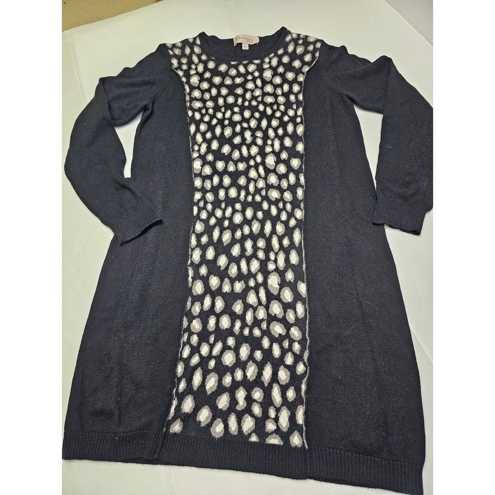 Philosophy Women's Black Leopard Print Sweater‎ Dress Long Sleeve Size L